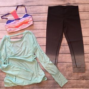 Gap Fit Open Back Breathe Ballet Long Sleeve Aqua
